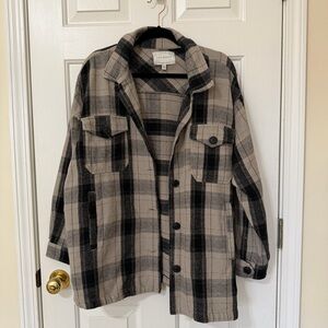 Lucky Brand Black and Gray/Tan Plaid Jacket